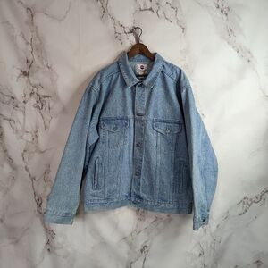 Vintage Denim Jean Jacket Men XL Light Wash Y2K 90s Pepsi Cola Distressed